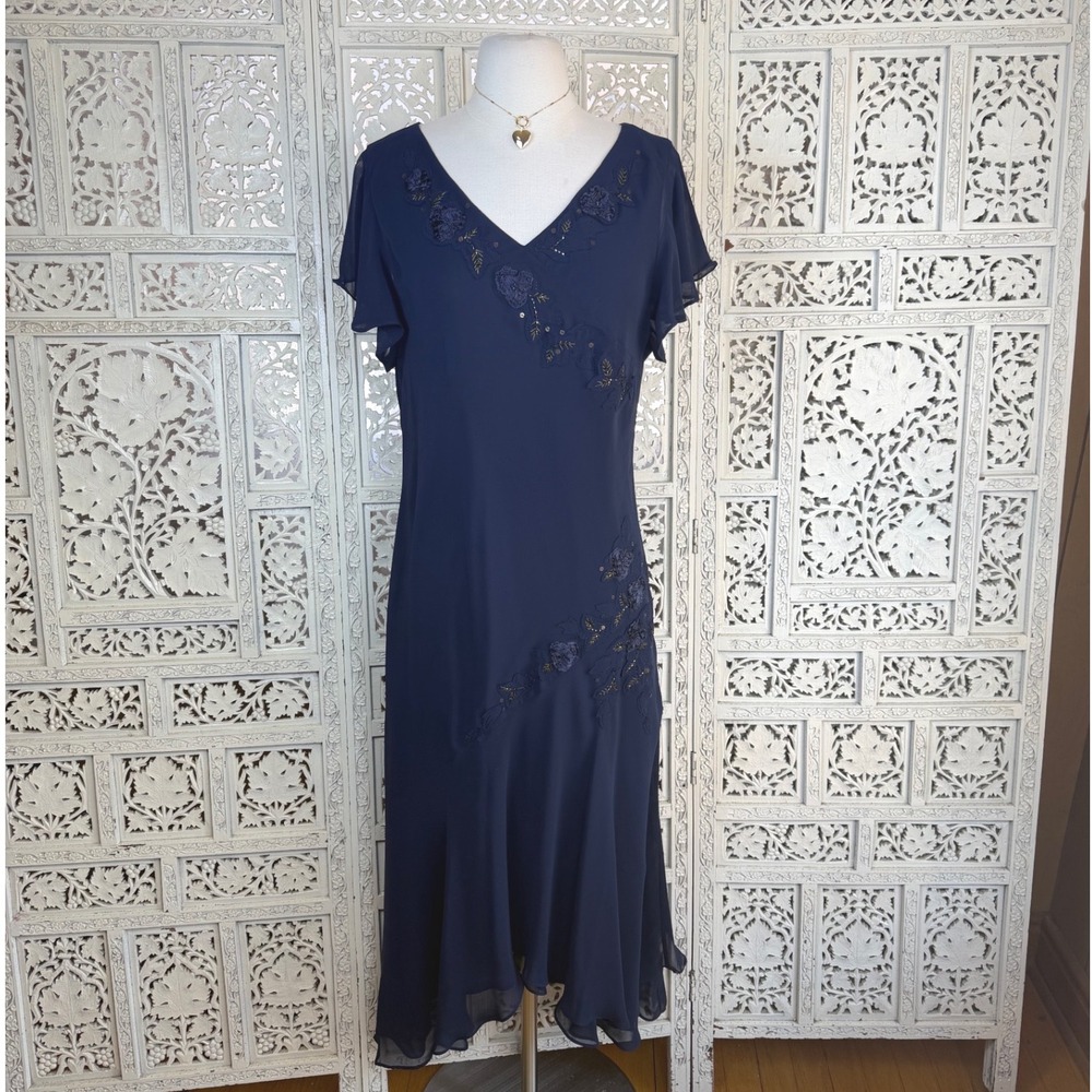 Coldwater Creek Blue‎ Y2K Asymmetric Fairy Dress Sz 12 Romantic Angel Mystical